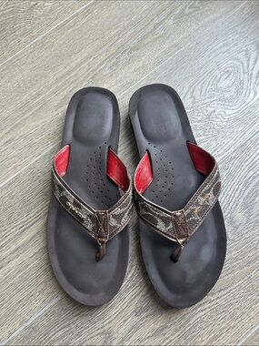 Coach Judy Signature Jacquard Platform Comfort Flip Flops Sandals 8.5